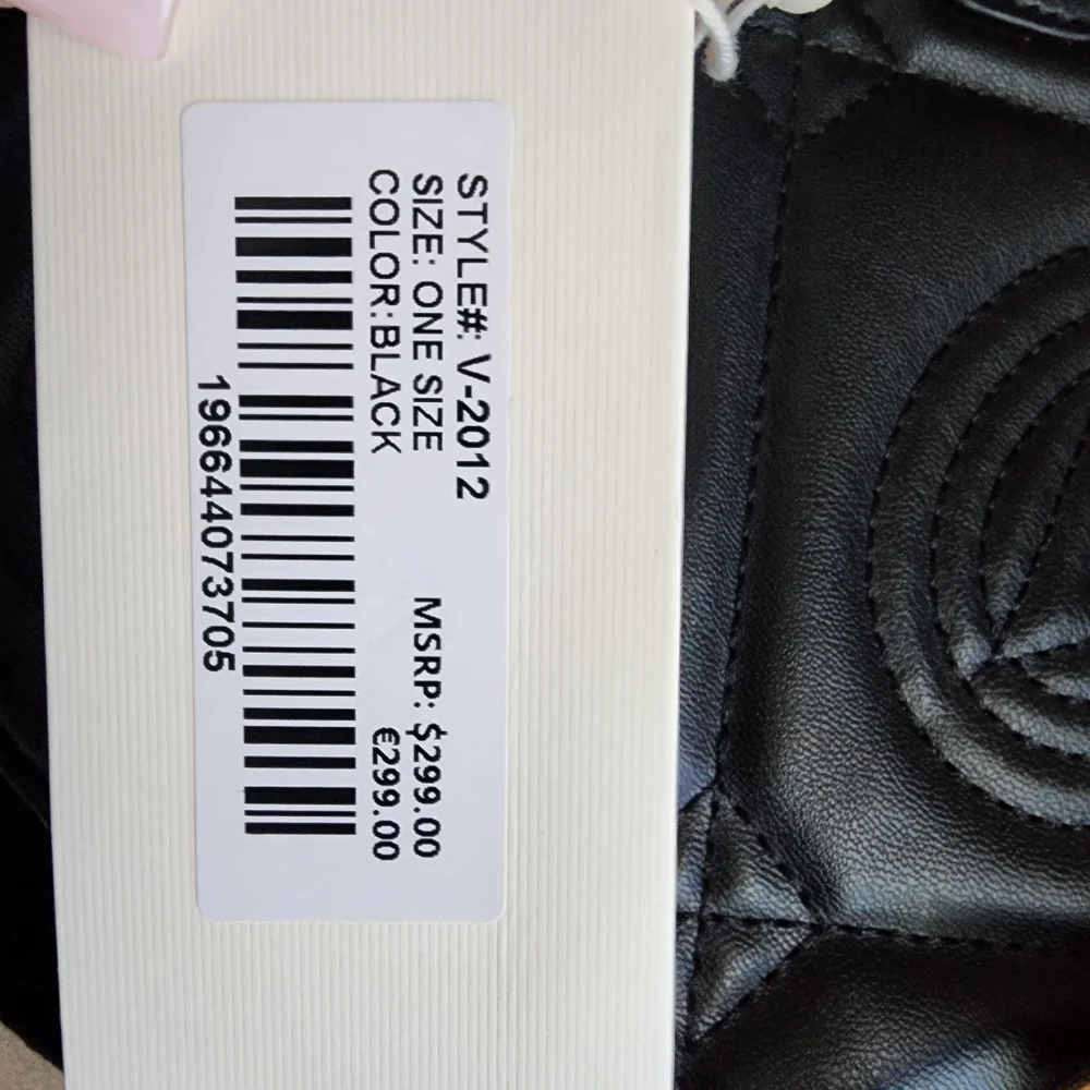 Vince Camuto Black Quilted Leather Satchel with Gold Charm